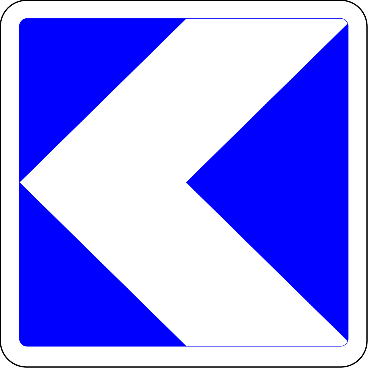 Red-white chevron curve warning sign in France