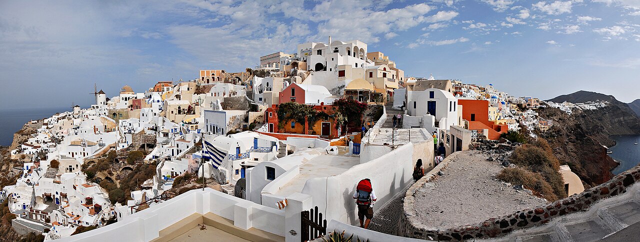 Mediterranean clay roof tiles in Santorini